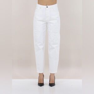 NWOT Pinko Distressed White Mom Fit Jeans